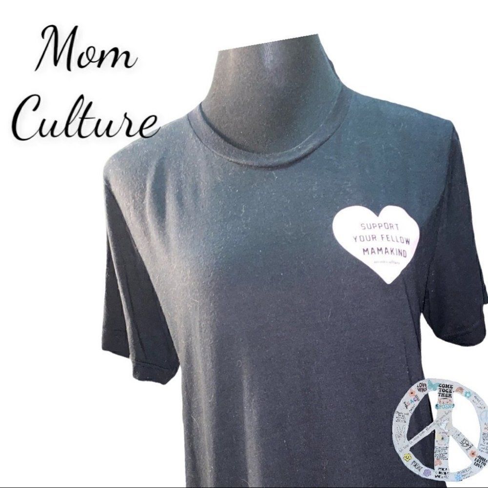 $ 5 $ add on - Mom Culture. Black & pink support your fellow mama kind tshirt.